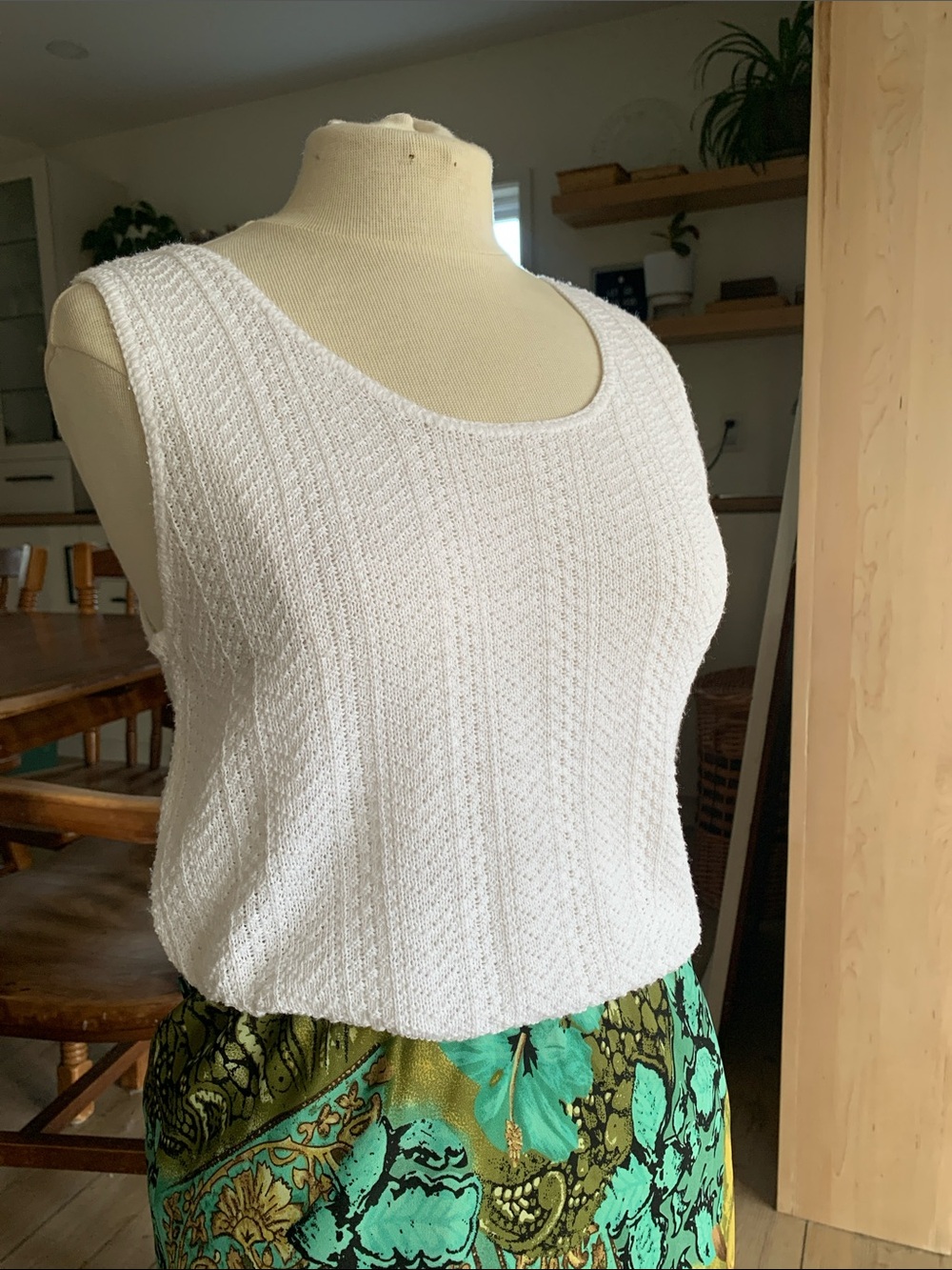 Vintage White Knit Tank Top | 100% Acrylic | basic essential